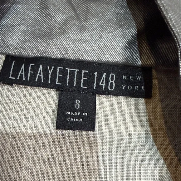 Lafayette 148 New York Metallic Silver Button-Front Trench Jacket